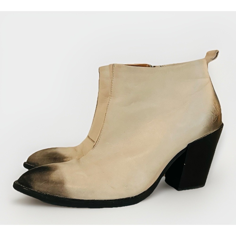 John Fluevog Heeled Leather Gray Cream Ombre Western Cowgirl Ankle Boots 9.5
